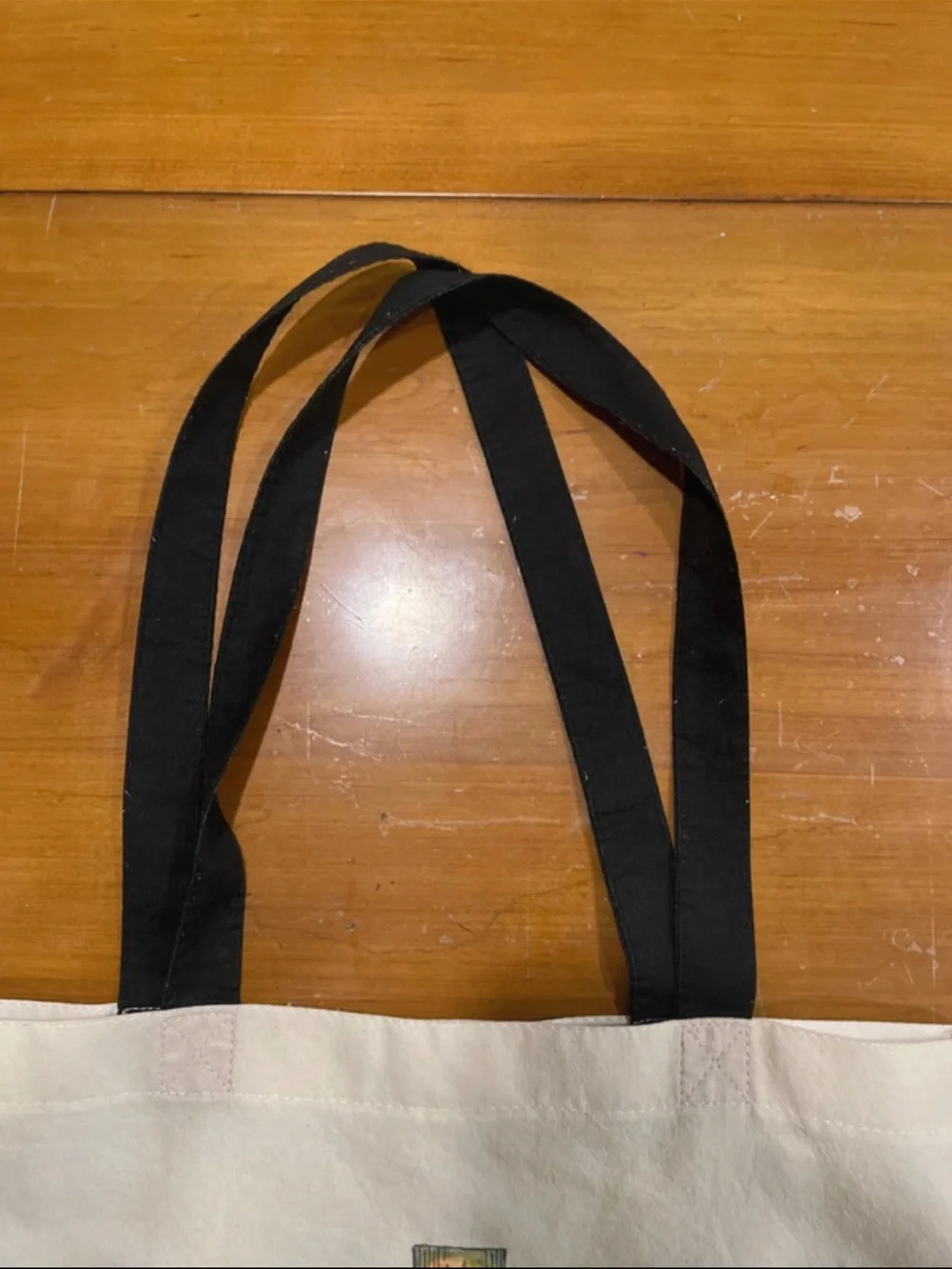 Merritt Bookstore Tote Bag, Cream with Black Handles